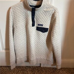Patagonia Men's Cream Quilted Zip-Up Sweater